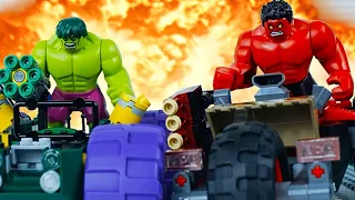 LEGO Hulk STOP MOTION W/ Hulk vs Red Hulk: Racing | LEGO Hulk Brick Building | By LEGO Worlds