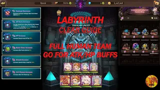 GRAND CROSS || LABYRINTH (03-2023) || FULL HUMAN TEAM & AIM FOR 100%/150%/200% ATTACK/HP BUFFS!!!