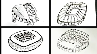 How to draw Football Stadium Football Stadium - Drawing Compilation #1 - SHN Best Art