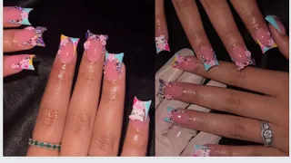 HOW TO DO DUCK NAILS | SPRING FREESTYLE NAILS | ACRYLIC NAILS TUTORIAL🌈💘