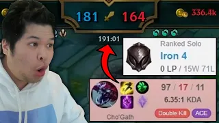 A 3 hour iron 4 game where Cho'gath got 97 kills and lost.. wtf happened