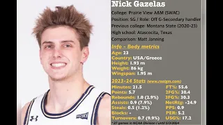 Nick Gazelas || 2023-24 NCAA Division I Scouting Report