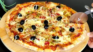 You won't be buying pizza after this video! Homemade pizza with easy dough! delicious