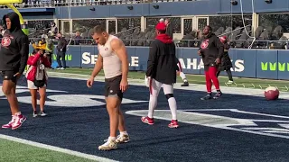 Nicks Bosa pregame stretches 49ers-Seahawks