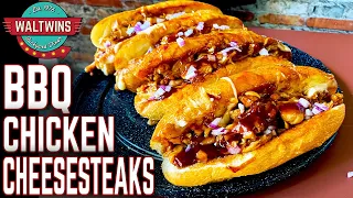 YOU HAVE TO MAKE THIS! BBQ CHICKEN CHEESESTEAK ON THE FLAT TOP GRIDDLE - EASY RECIPE!