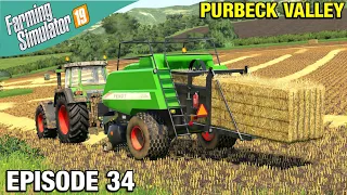 OAT STRAW TO BALE Farming Simulator 19 Timelapse - Purbeck Valley Farm FS19 Ep 34