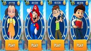 Paw Patrol Run vs Squid Game Subway Run vs Super Mario Run vs Ben 10 Up To Speed Run Gameplay