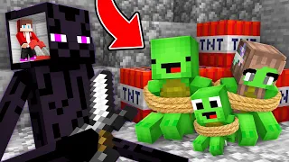 JJ Control Enderman MIND to KIDNAP Mikey Family in Minecraft ! - Maizen