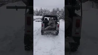 In winter conditions, Ukrainian Fighters fire a SPG-9 "Spear" 73mm recoilless gun on Russian targets