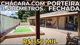 (VENDEU) CHÁCARA R$ 350 MIL COM 3400 METROS PORTEIRA FECHADA, PISCINA E 3 DORMITÓRIOS #chácarA