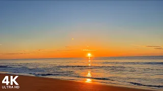 Beautiful Sunrise at the Beach with Chillout Music and Calming Sound of Waves | 4K Ultra HD