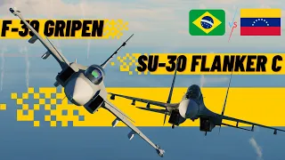 SIMULAÇÃO: F-39 GRIPEN (BRASIL) vs (VENEZUELA) SU-30 FLANKER C - Quem tem o Melhor Caça?
