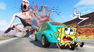 Escape From The Shy Guy (SCP-096) | Spongebob Reaction | BeamNG Drive Car Crashes - Woa Doodles