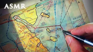 ASMR Black Marker Pen Tracing and Drawing on a Map | 1 hour