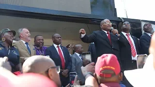 ‘Hands off Zuma; arrest De Klerk’: Mngxitama and supporters praise Zuma outside court