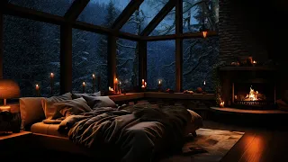 Snowy Dreamscape: Relaxing Blizzard and Fireplace Sounds for Deep Sleep at night