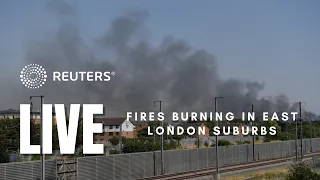 LIVE: Aerials of fires burning in east London suburbs