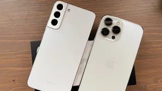 iPhone 13 Pro Max Unboxing (Silver) & Design Comparison With Galaxy S22+ (White)