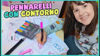 Indovina il disegno! Pennarelli con contorno + matita infinita e gomma elettrica.