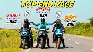 R15v3 BS6 Vs RC200 BS6 Vs R15v3 BS4 || HIGHWAY TOP END RACE