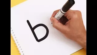 How to turn Letter "b" into a Cartoon BACON ! Fun with Alphabets Drawing for kids