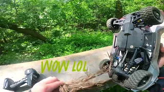 Driving my New 1/14th scale 4x4 Rc trophy truck along the spring trails! (pt 1)