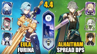 F2P C0 Eula Furina Shatter & C0 Alhaitham Spread Team | Spiral Abyss 4.4 Floor 12 | Genshin Impact