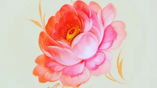 #4 How to Paint Rose flower in Oil | Как нарисовать РОЗУ маслом. Мастер-класс по Жостовской росписи