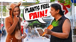 Woman teaches vegan PLANTS FEEL PAIN!