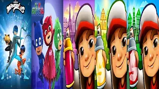 Subway Surfers zurich VS Paris  Iceland VS PJ Masks: Super City Run  Miraculous Ladybug & Cat Noir