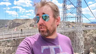Crossing Royal Gorge On Scary Walkway Bridge & Gondola Ride 1000 Feet Above River In Canon City CO