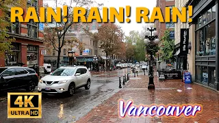 🇨🇦[4K]  WALK CANADA.  RAIN WALK in DOWNTOWN VANCOUVER. Heavy rain in Vancouver!!! October 2021