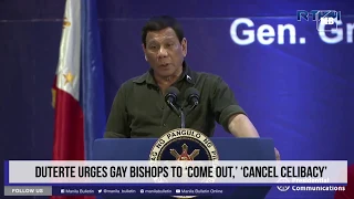 Duterte urges gay bishops to ‘come out,’ ‘cancel celibacy’