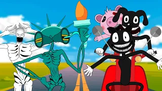 Siren Head , Piggy , Cartoon Cat, w/ SCP-096  Race Motorcycle - Roblox Piggy Animation - GV Studio