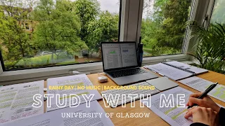 4 HOUR STUDY WITH ME on A RAINY DAY Background noise, 10 min Break, No music, Study with Merve