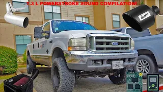 7.3L POWERSTROKE Sound Compilation From Bone Stock To Fully Upgraded! (Insane Sound Difference)