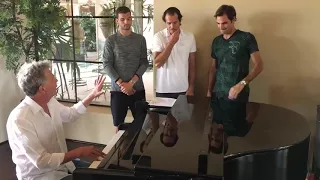 Roger Federer, Novak Djokovic, Tommy Haas and Grigor Dimitrov Singing