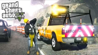 Franklin Becomes a Construction Zone Worker in GTA 5!!