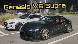 Hyundai Genesis Takes Down 2020 Toyota Supra in Street Race! + Corvette & Mitsubishi Evo!