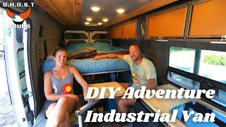 Van TOUR - DIY Industrial Vibes, Bed Lift, Travel Seekers