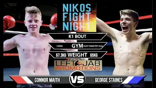 TEEN K1 - HEADKICKS!!! - CONNOR MAITH - V - GEORGE STAINS.  NIKO FIGHT NIGHT