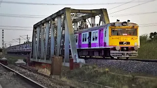 Old Conventional 12 Coach Colorful Speedy EMU Trains skip Over Rail bridge | Eastern Railways