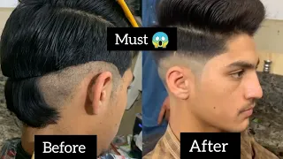 Dangerous 😱 Must Haircut 👈 Hard work 🔥 slope cutting ✂️#haircutting #hairstyle #newstyle
