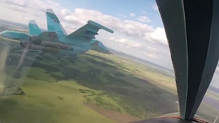 Russian Su-34 formation flight training