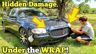 Finding the Hail Damage DISASTER Hidden Under the Wrap of my Cheap Salvage Maserati!