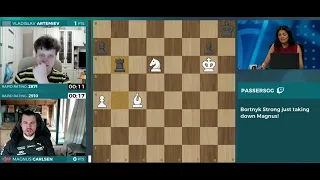 Magnus Carlsen blunders a knight and resign on the spot
