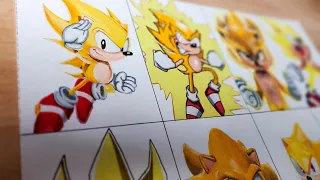 Drawing SUPER SONIC in Different Styles | SONIC THE HEDGEHOG