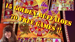 15 GOLDEN BUFFALOES  - 70 FREE GAMES 🔥 BUFFALO GOLD WHEELS OF REWARD SLOT MACHINE 🔥   AMAZING WIN !!