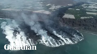 Drone footage shows path of devastation from La Palma's Cumbre Vieja volcano