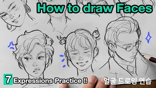 How to draw Faces / Expressions / Practice with me ✍✍